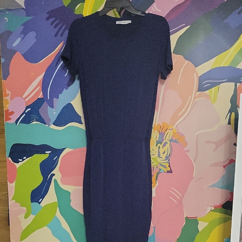 Navy Midi Dress With Pockets